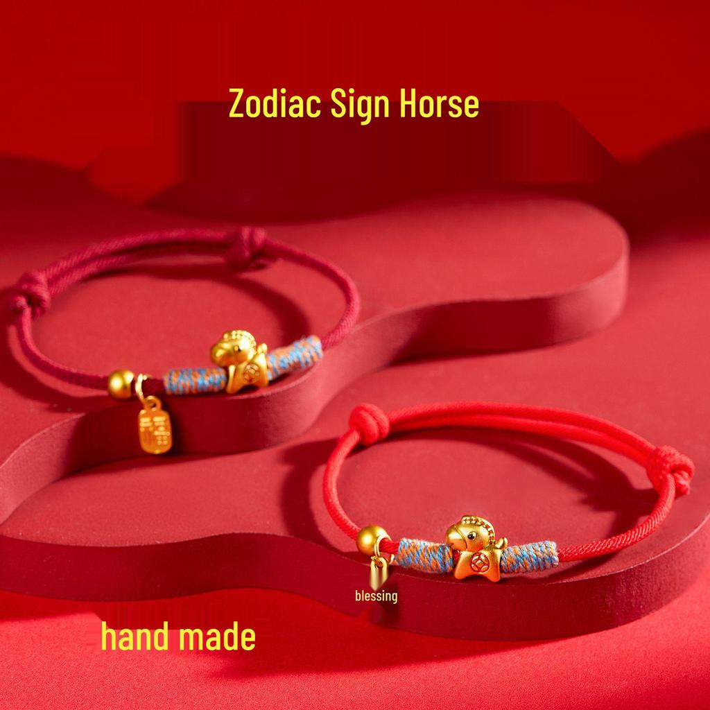 2026 Year of the Horse Red String Bracelet, Lucky Handmade Zodiac Token, Perfect New Year Gift