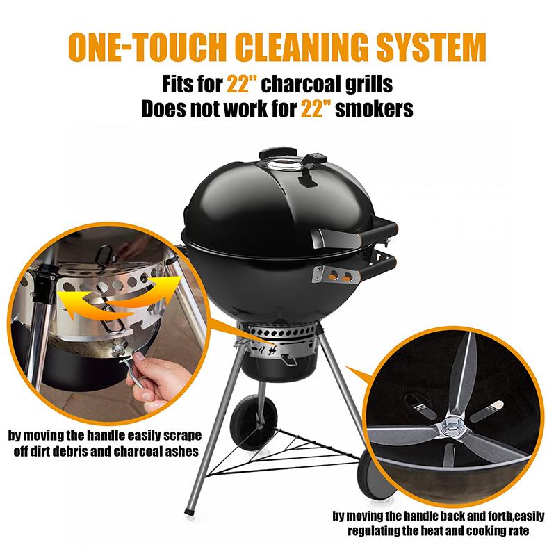 Sada s jednodotykovým čisticím systémem Design pro kulatý gril Weber, Pro náhradní díly grilu Weber 7444, Ocelové grilovací příslušenství