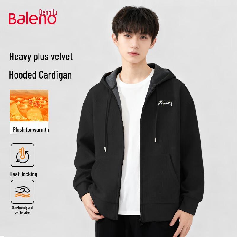 Baleno Men's Heavyweight Plaid Fleece Lined Hooded Cardigan Sweatshirt
