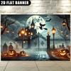 2D Flat Storefront Banner for Halloween | Ghost Castle and Pumpkin Lantern Scene, Suitable for Living Room and Bedroom