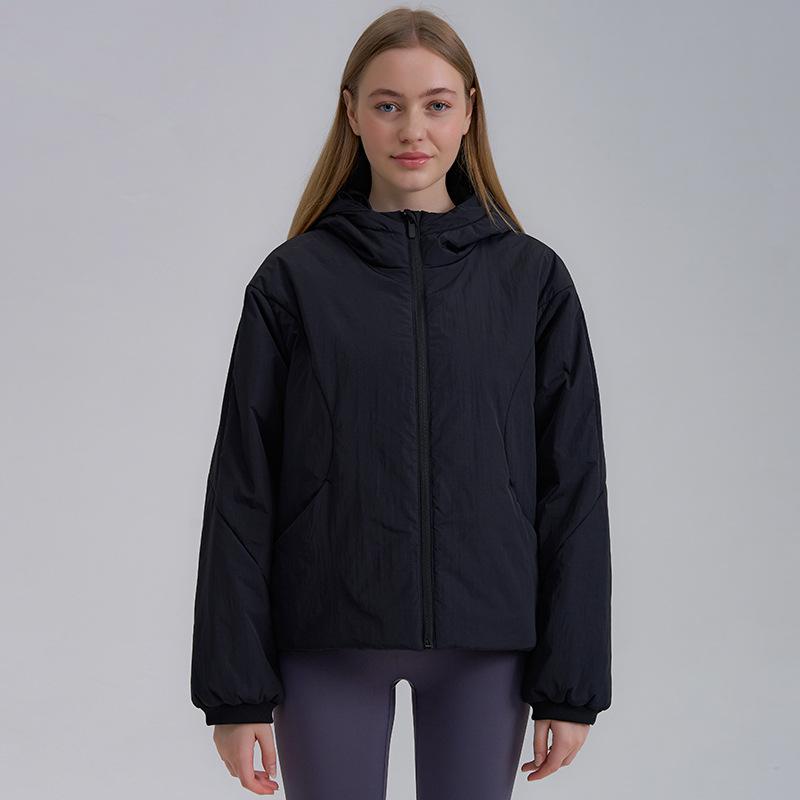 Autumn and winter coat padded clothes women's high-end hooded padded jacket loose short warm new zipper windproof top