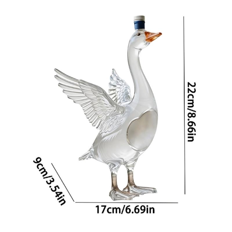 Duck Shape Whiskeys Decanter Bottle, Clear Glass Liquor Decanter for Home Bar Users, Hosts, Gatherings and Table Presentation