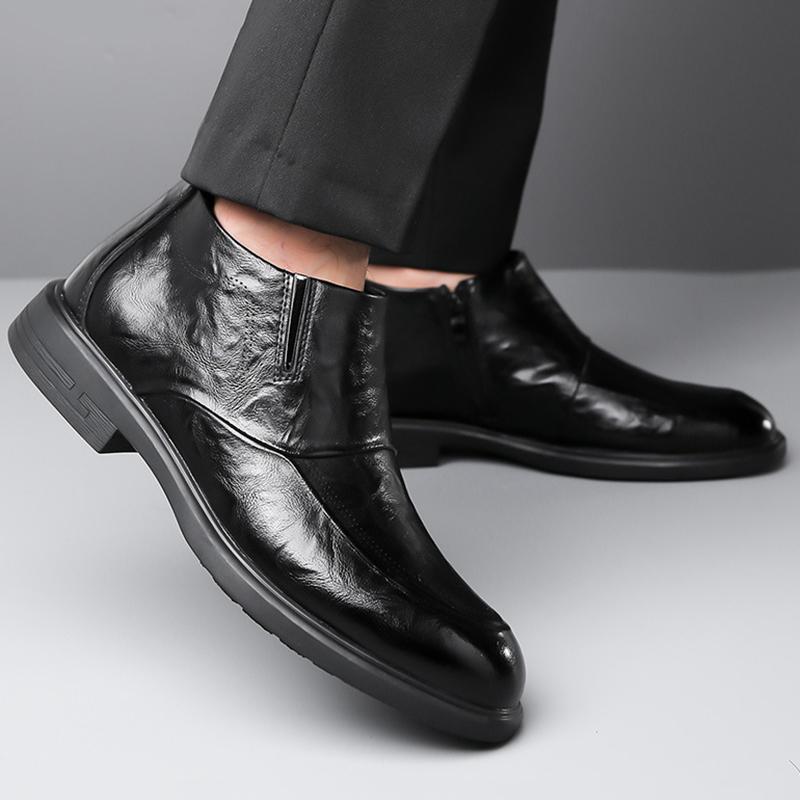 Fashion Men's Shoes 2024 Autumn and Winter Business Formal Cotton Leather Shoes Men's British Velvet Thickened Warm Cotton Shoes 38-44