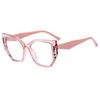 New Fashion Printing Anti-blue Presbyopic Glasses Elderly Spring Leg Oversized Eyeglasses Pink Leopard Polygon Square Glasses +1