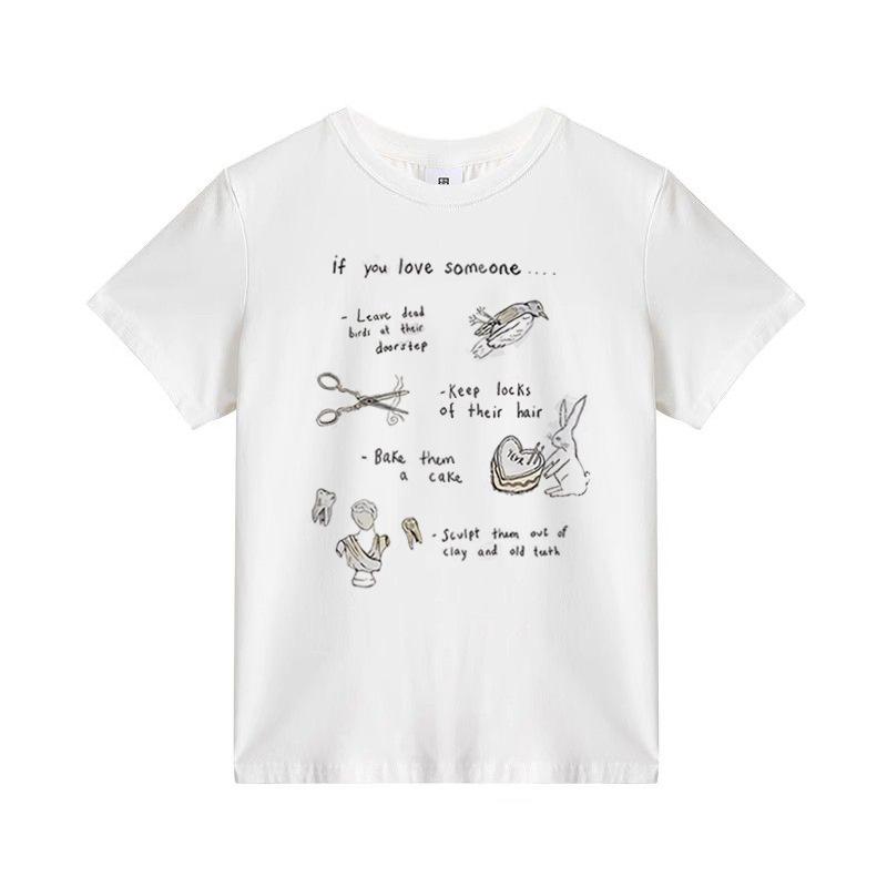 Black Crew Neck Shoulder Cotton Short Sleeve Women s T-Shirt Summer New Niche Premium Casual Versatile Top Women S