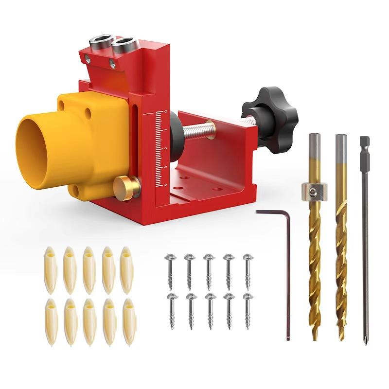 Woodworking Adjustable Slanted Hole Punching Locator Wooden Drilling Guide Fixture with Slag Discharge and Dust Suction Head