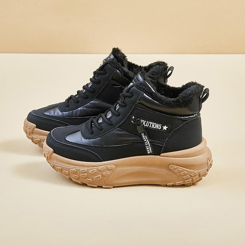 Winter neue Samt-High-Top-Dad-Schuhe für Studentinnen, Ins-Stil, dicke Sohle, vielseitig, warm, lässige Baumwollschuhe K