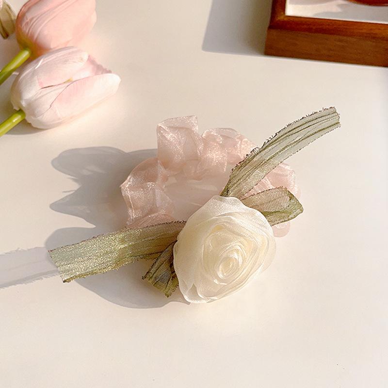 

Элегантная женская сетчатая резинка для волос с розой, модная эластичная милая резинка для волос для женщин, девушек, невесты, подружки невесты