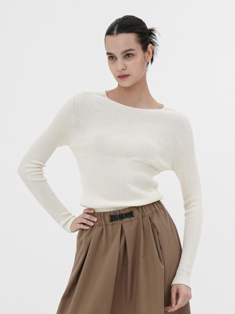 ACUD Round Neck Ribbed Knit _Ivory