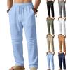 Men's Linen Pants Loose Fit Straight Leg Pleated Plus Size Casual for Beach Vacation
