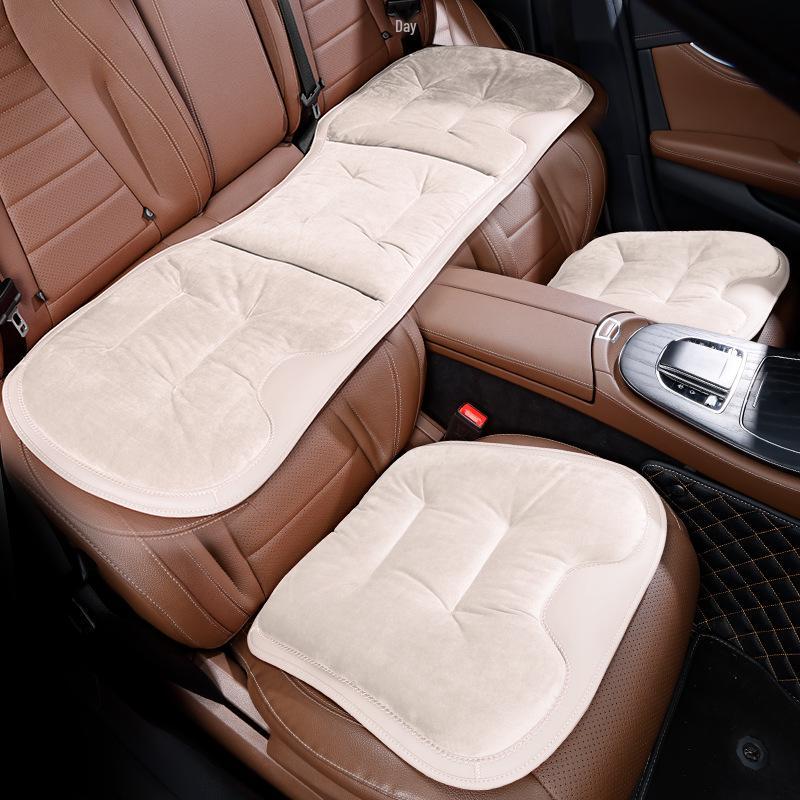 Luxury Flannel Winter Plush Car Seat Cushion for Mercedes-Benz & BMW - Thick, Warm, Three-Piece Rear Set