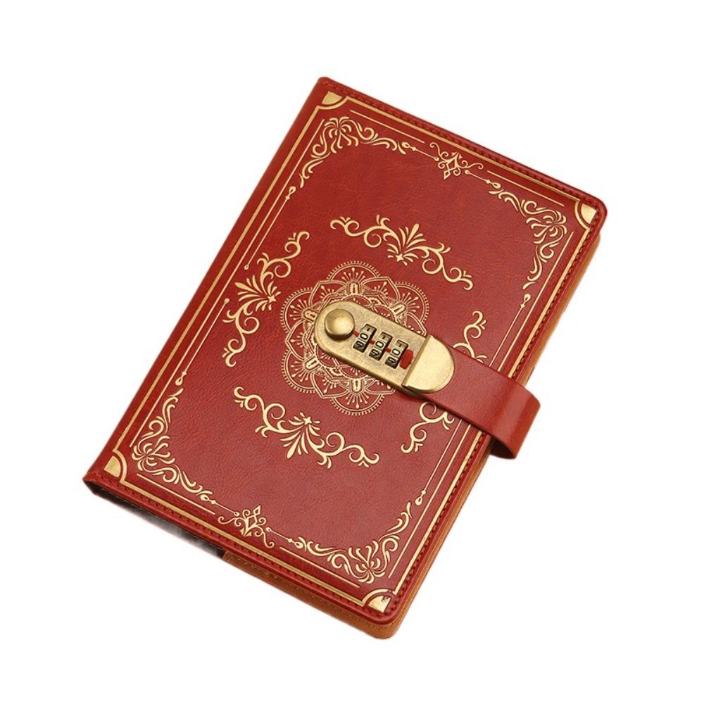 Flower Cover Journal Notebook With Lock PU Leather Personal Notebook Diary Writing Pads  Gift
