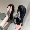 TEH Rhinestone Flat Toe Sandals Summer Wear Niche High-end Design Skirt