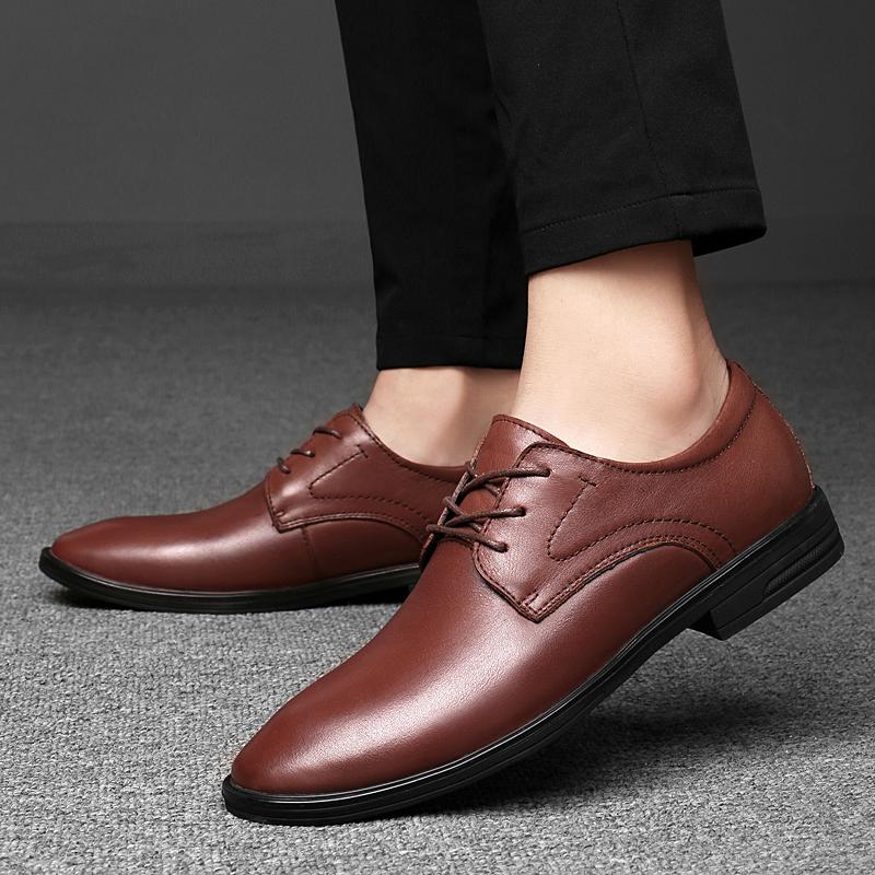 Móda Všechno-se-hodící Pánské Boty Formální Boty z Pravé Kůže pro Muže Šněrovací Oxfordky pro Muže Svatba Večírek Kancelář Business Casual Bota Muži