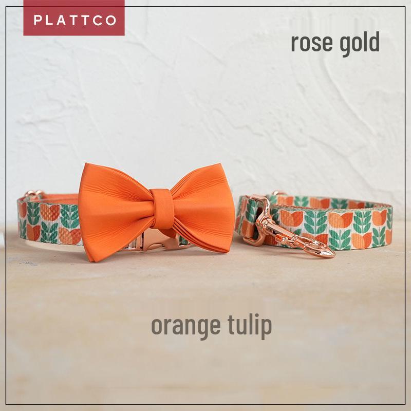 PLATTCO Custom Soft Dog Collar Set with Rose Gold Buckle - 3 Pieces (PDC348) XS