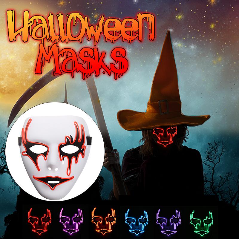 LED Luminous Flashing Face Mask Party Masks Light Up Dance Halloween Cosplay YH