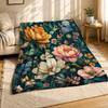 Dragonfly Botanical Garden Coral Fleece Blanket Floral Decor