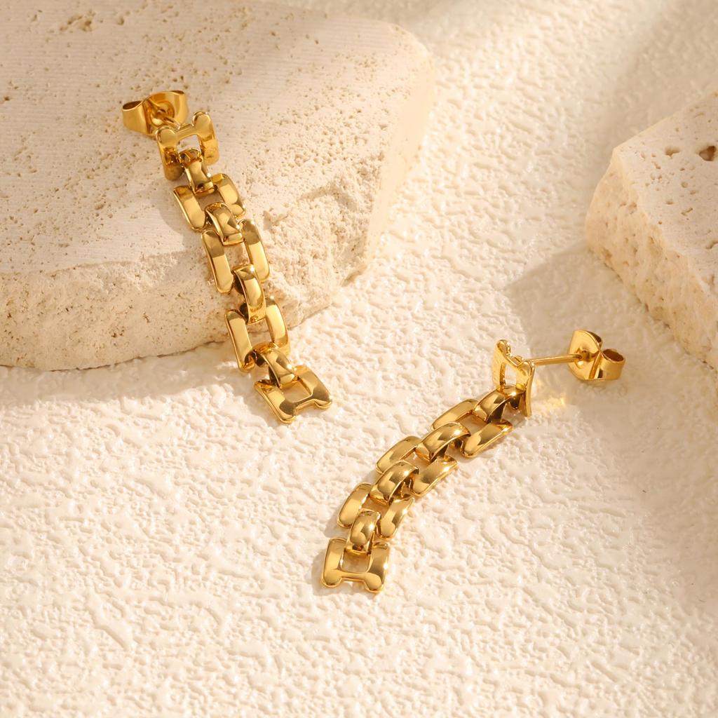 Luxe Oorbellen met Ketting voor Vrouwen, Roestvrij Staal met Gouden Plating, Unieke Sieraden Moederdag Cadeau