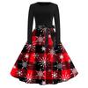 Women's Fashion Casual Round Neck Christmas Print Long Sleeve Dress