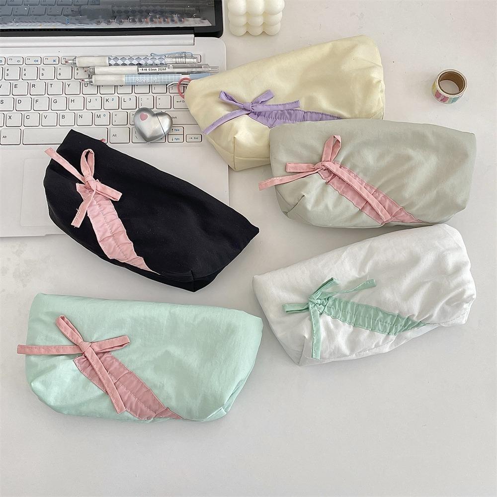 

Пенал великої ємності з бантом і застібкою-блискавкою Студентська сумка для канцелярських товарів Бантик для олівців Студентська сумка жовтий