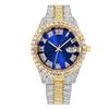 New Men's Full Diamond Steel Band Quartz Watch with Calendar