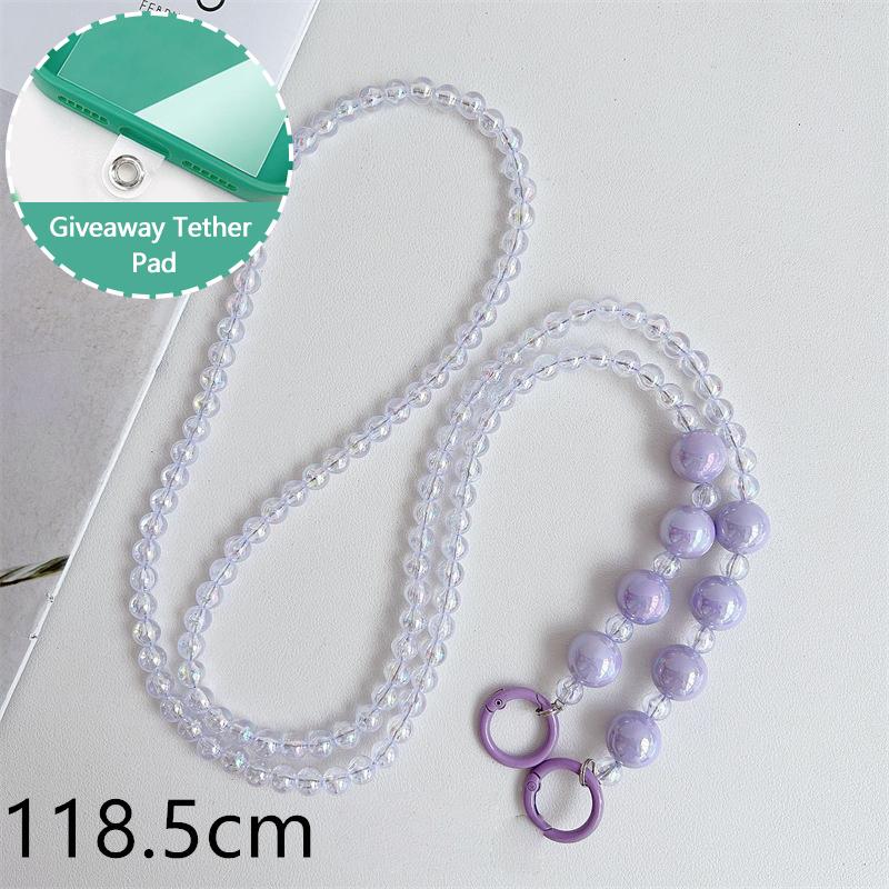 Snur universal pentru telefon Crossbody, margele, curele de lanț pentru gât lung, husă pentru telefon cu frânghie anti-pierdere cu plasture pentru Iphone Samsung Xiaomi