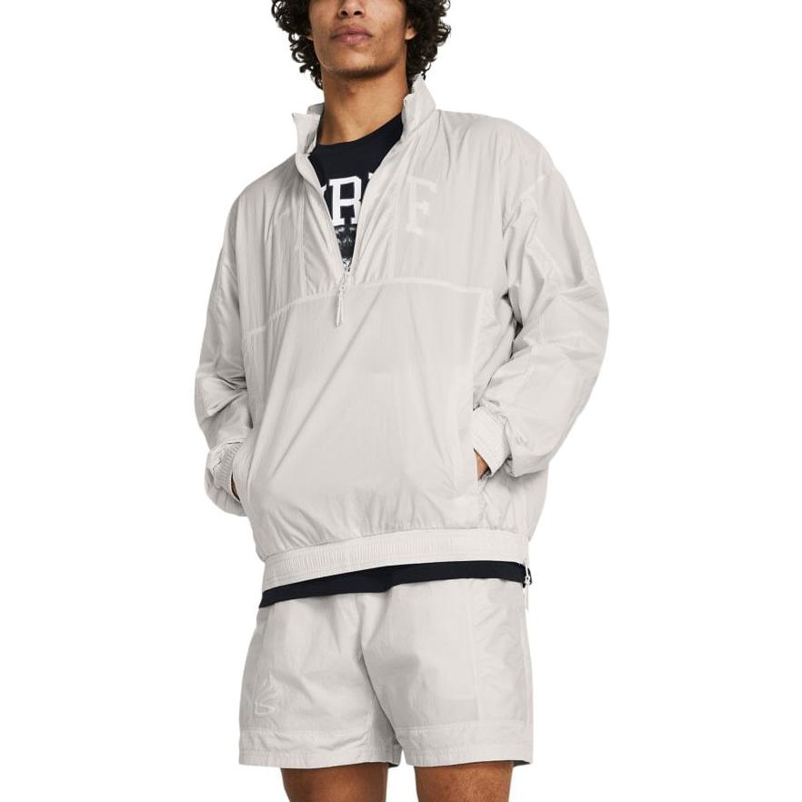 Under Armour Solid Color Casual Loose Hooded Jacket Men Jackets Clay-White 1383372-114
