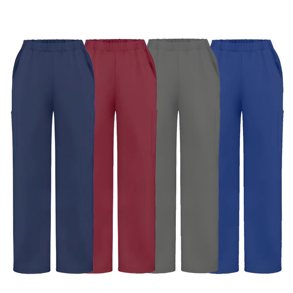 Women’s Straight Leg Scrub Pants with Elastic Waistband and Multiple Pockets for Uniform