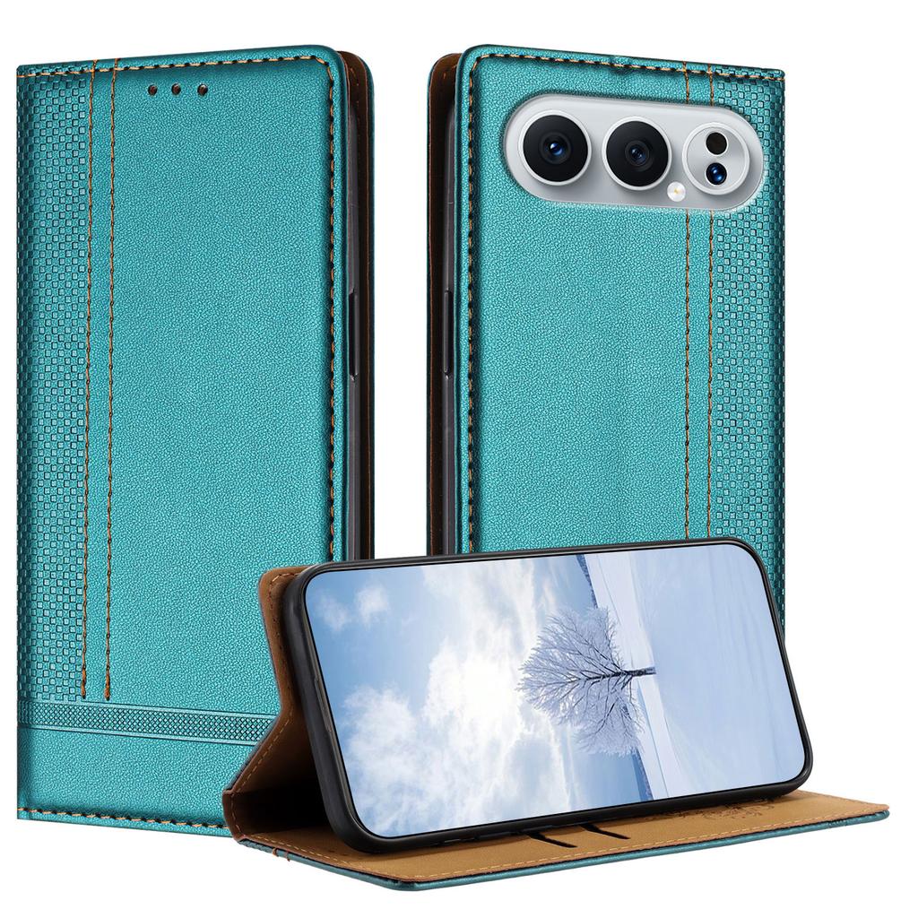 For Honor 500 Pro 5G Case L-Shaped Grid Pattern Leather Stand Phone Cover with Card Slots
