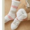 Winter Plüsch Frauen Boden Socken Warme Weiche Korallen Fleece Gestreiften Bequeme Nicht-Slip Thermische Weibliche Socken