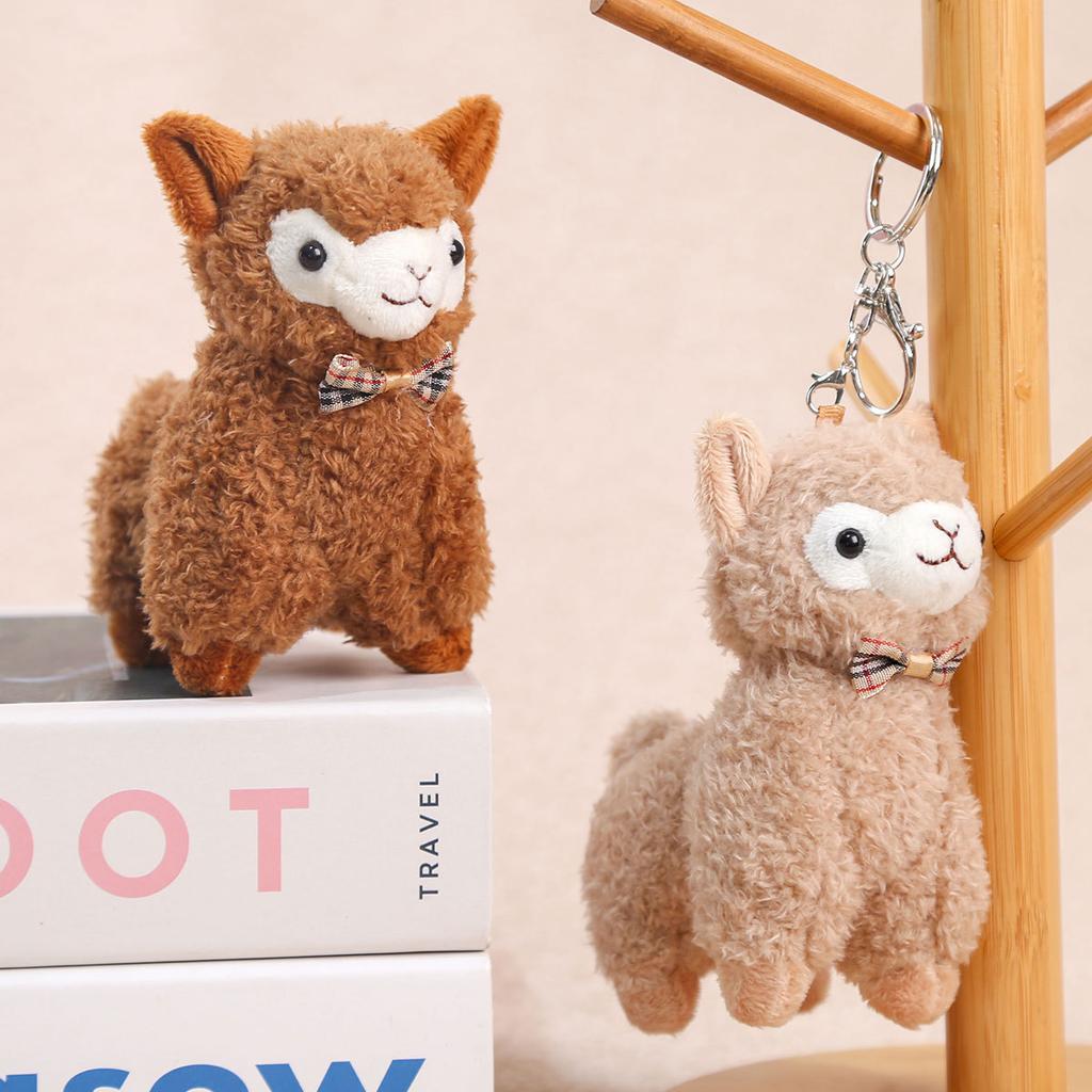 Cute Bow Tie Alpaca Doll Pendant Keychain Plush Toy Doll Girl Bag Pendant