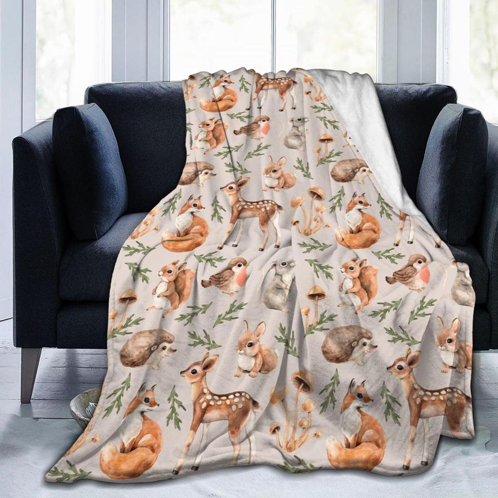 Schattig Vossen Dekentje Zacht Gezellig Pluche Plaid Dekentje Pluizig Warm Wild Dierenprint Flanellen Beddekentje Cadeau voor Vos Liefhebber Meisje Jongen