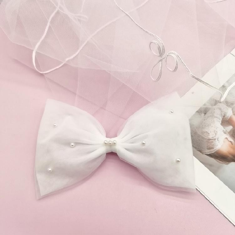 Flower Girl Veil Bow Veils with Hair Clip Wedding Hair Accessories White