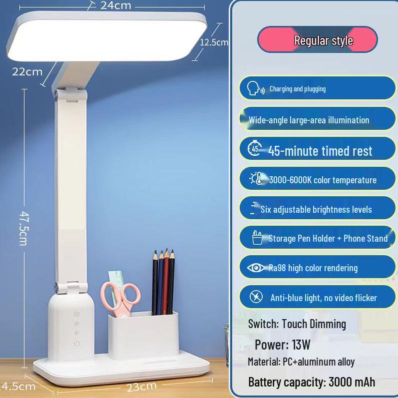 Rechargeable & Plug-in Desk Lamp for Students with Voice Control & Digital Display, Eye Protection, AA Certified, Special Gift Edition.