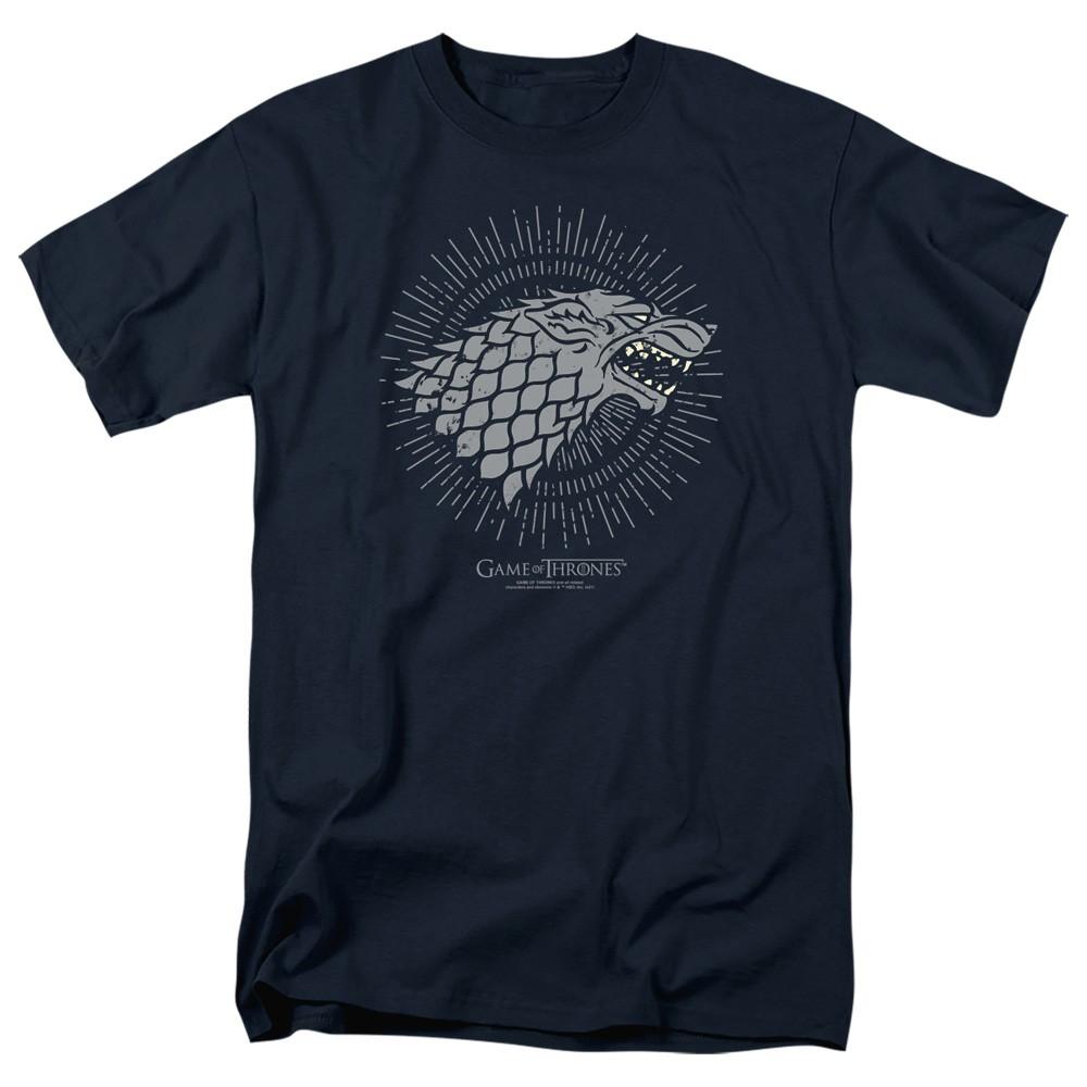 Game Of Thrones - Stark Burst Sigils - Adult Unisex Short Sleeve T-Shirt - Blue 3XL