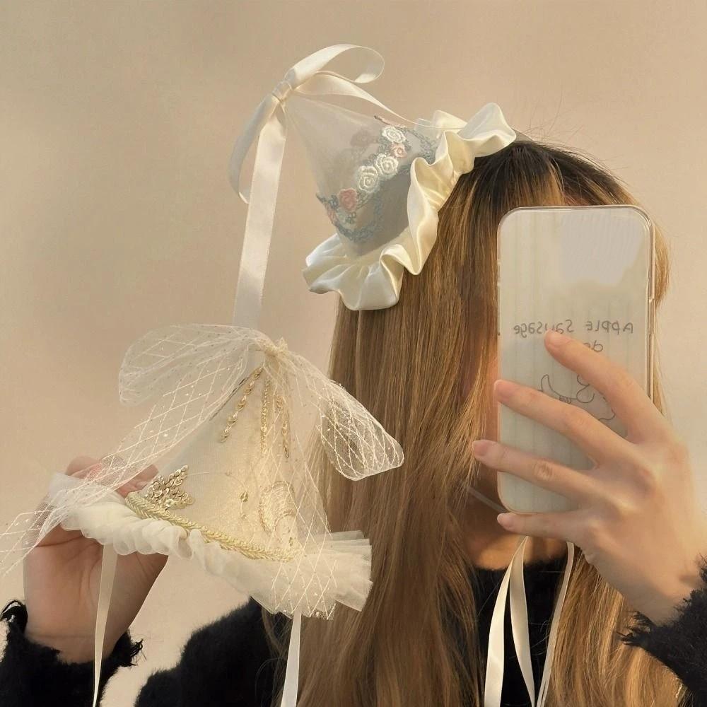 Sequin Birthday Crown Lace Birthday Cap Lovely Birthday Hat Hairpin Birthday Decoration