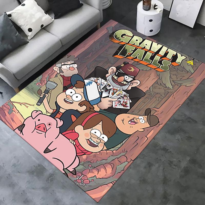 Tappeto Antiscivolo Stampato 3D Gravity Falls, Mystery Solvers, Caccia al Tesoro - Tappeto da Ufficio Lavabile in Lavatrice per Soggiorno, Camera da Letto, Ufficio - Varie Misure