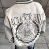 Unisex Streetwear Baseball Jacket Casual Oversized Bomber With Letter Embroidery Color Block Design