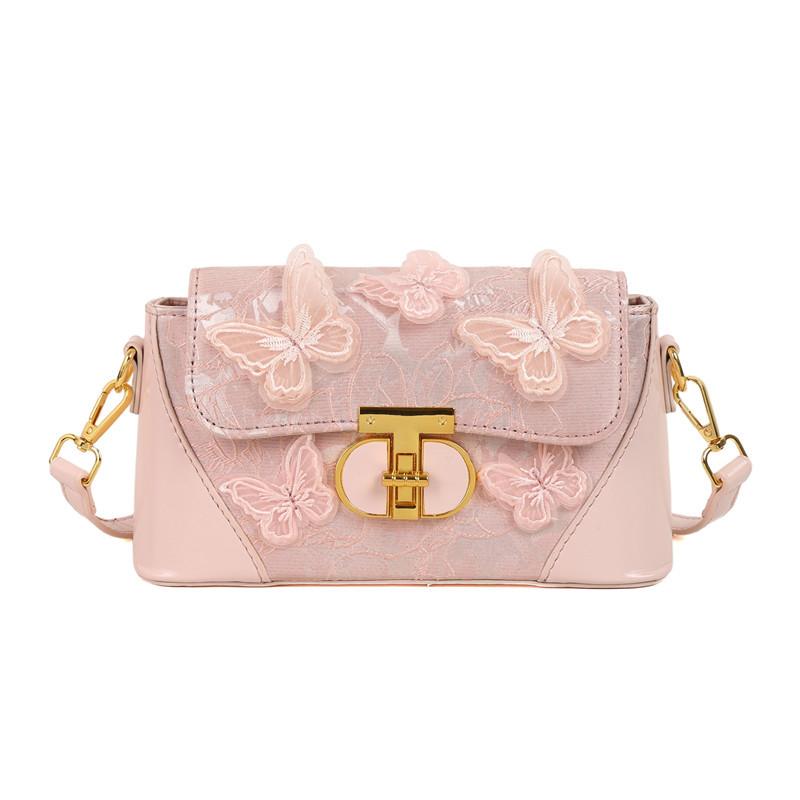 Fashion New Design Light Luxury High-end Embroidery Three-dimensional Butterfly Small Square Bag Women's Commuting Versatile Temperament Messenger Bag