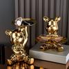 Aesthetic Bear Figure Car Key Holder Support Statues Plating Resin Violent Bear Sculpture Figurine Entrance Decoration Ornament
