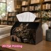 1pc, 2d Flat Printing, Tissue Box Cat Pattern In Military Uniform Printed Tissue Box, Suitable for Kitchen, Living Room, Bedroom, and Carr, Fashionabl