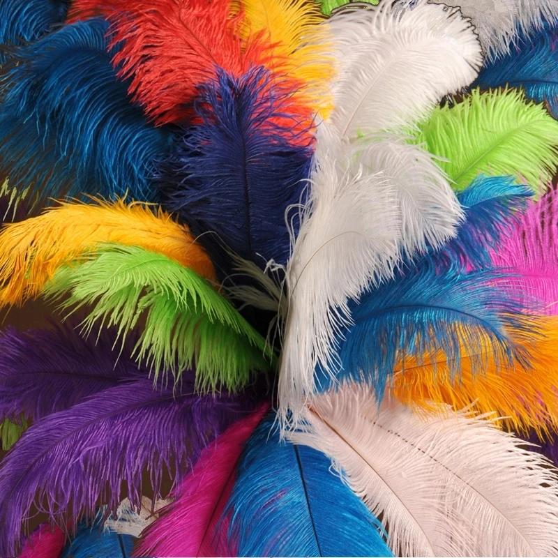 10Pcslot Natural Long Ostrich Feather Bulk 40-65CM16-26inch for Wedding Party Dining Table Center Vase Decor Home Lamp Feather