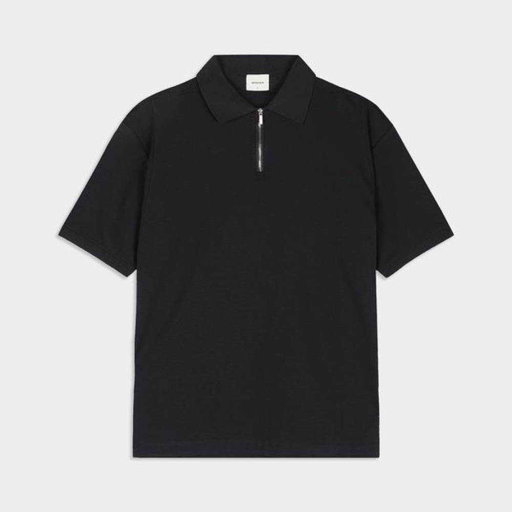 Weekhour Half Zip Collar T shirT Black BLACK/M
