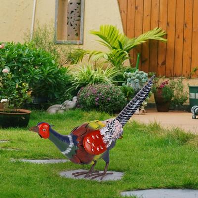 Colorful Metal Pheasant Garden Statue Decor Lawn Ornament 26x7x7.8inch Outdoor Decoration for Patio