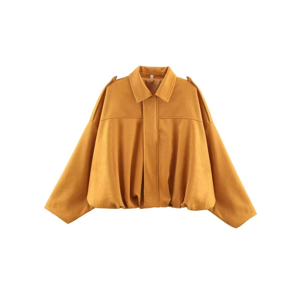 Dámská krátká pilotní bunda Jarní bunda Volná Dlouhý rukáv Zip Retro bunda Dámská Nová bunda