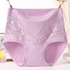 Women's High Waist Underwear Plus Size Cotton Panties Lace Trim Breathable Briefs For Middle Aged Women