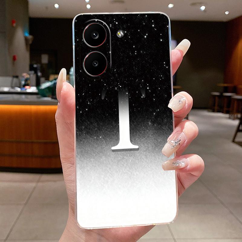Couple Phone Case For Xiaomi Redmi Turbo 5 /Xiaomi Poco X8 Pro 5G Lucky Letter Flower Pattern Clear TPU Anti-scratch Soft Casing