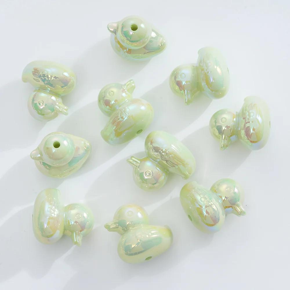DW11 5pcs Personality Style Cartoon Cute Colorful 3D Duck Beads Cartoon Beads DIY Jewelry Diy Chain Bracelet Pendant Accessories