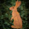 1 Stück YOHWOR Rostiger Metall-Stehhasen Gartenstecker - Rustikale Bauernhaus-Hasen-Silhouette Hofkunst, Langlebiger Eisen-Außenstecker
