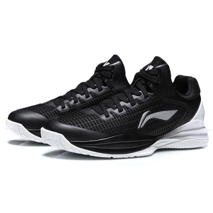 Li Ning Night Stalker Professional Competition Shoes Non slip Lightweight Low top Basketball Shoes Men's Black White ABAN071-3